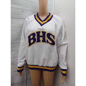 Vtg Varsity Spirit Cheerleader Pullover Jacket BHS Purple White Yellow M